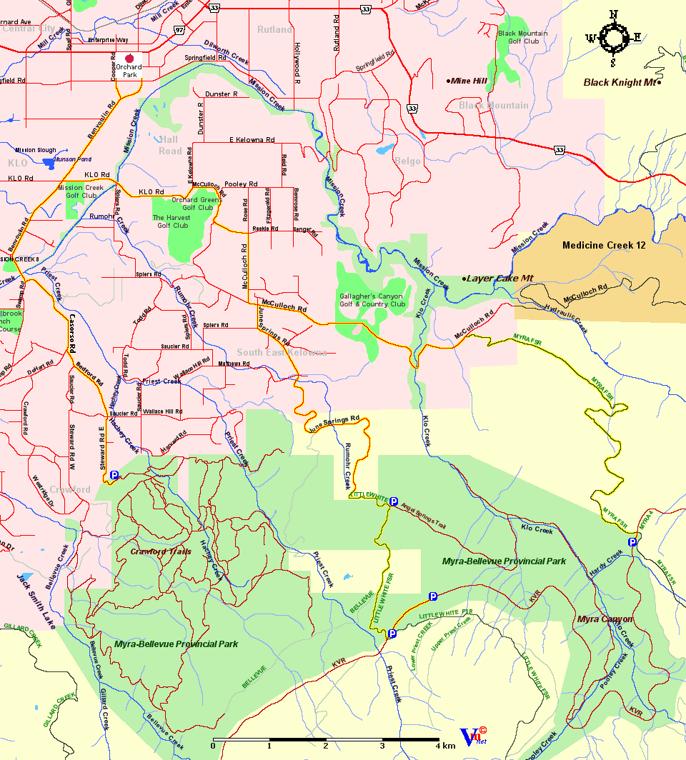 Kettle Valley Railway Driving Direction to Myra Canyon
