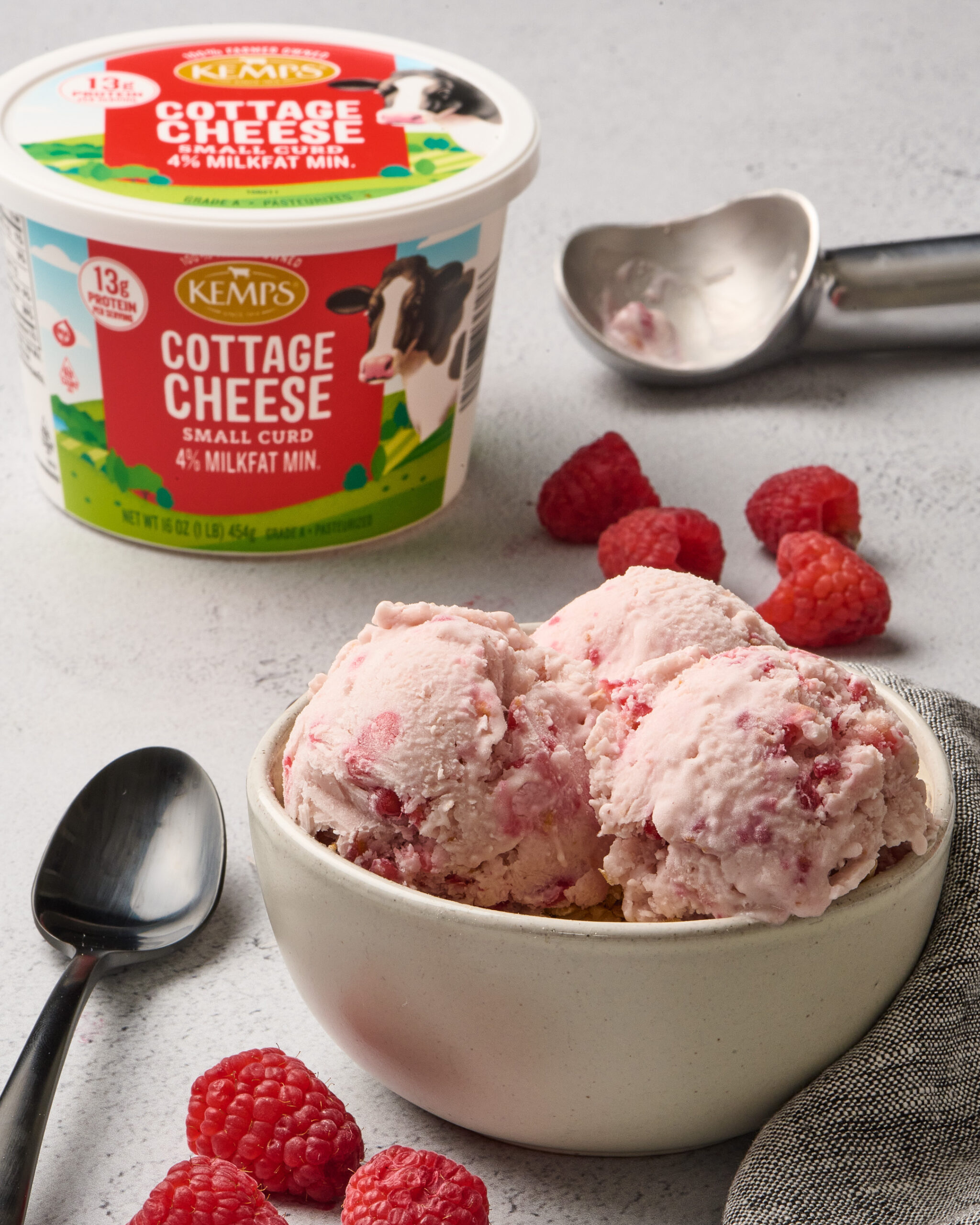 Raspberry Cheesecake Cottage Cheese Ice Cream Kemps