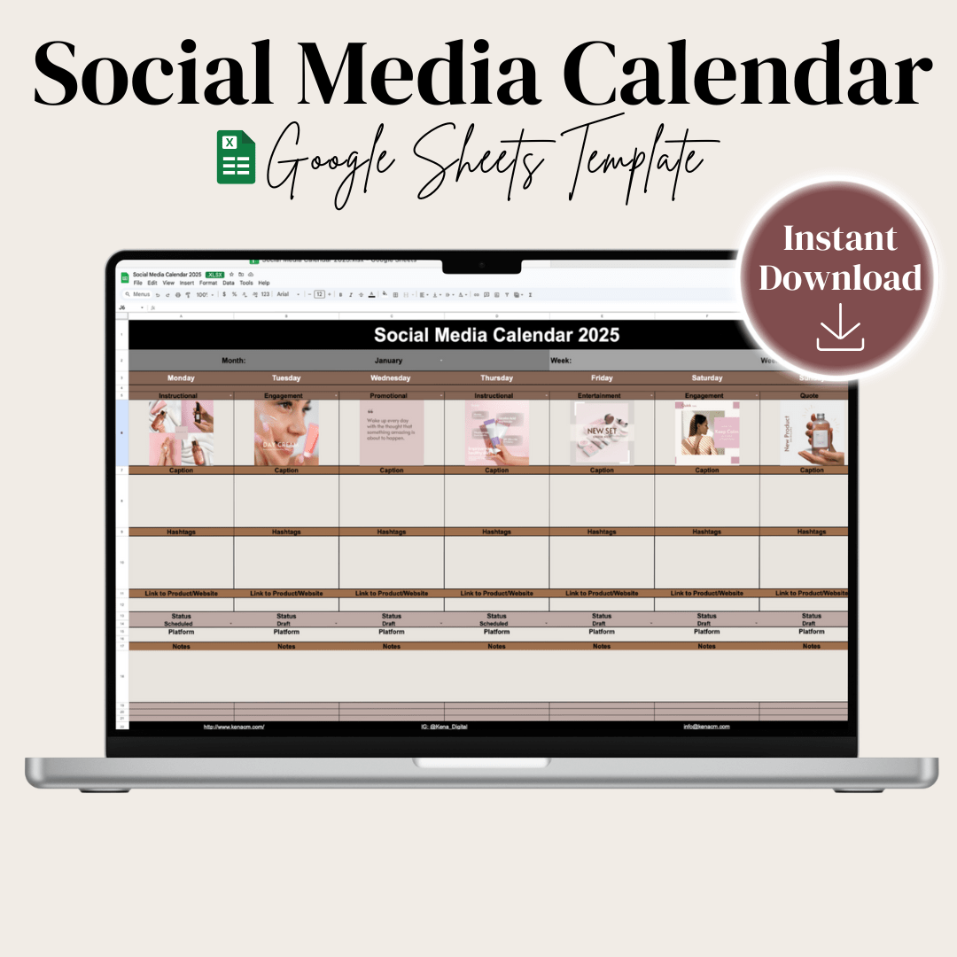 Social Media Calendar 2025 Template Kena CM