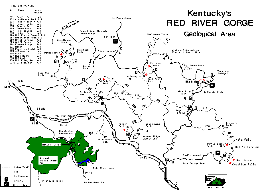 Red River Gorge Hiking Map Maps