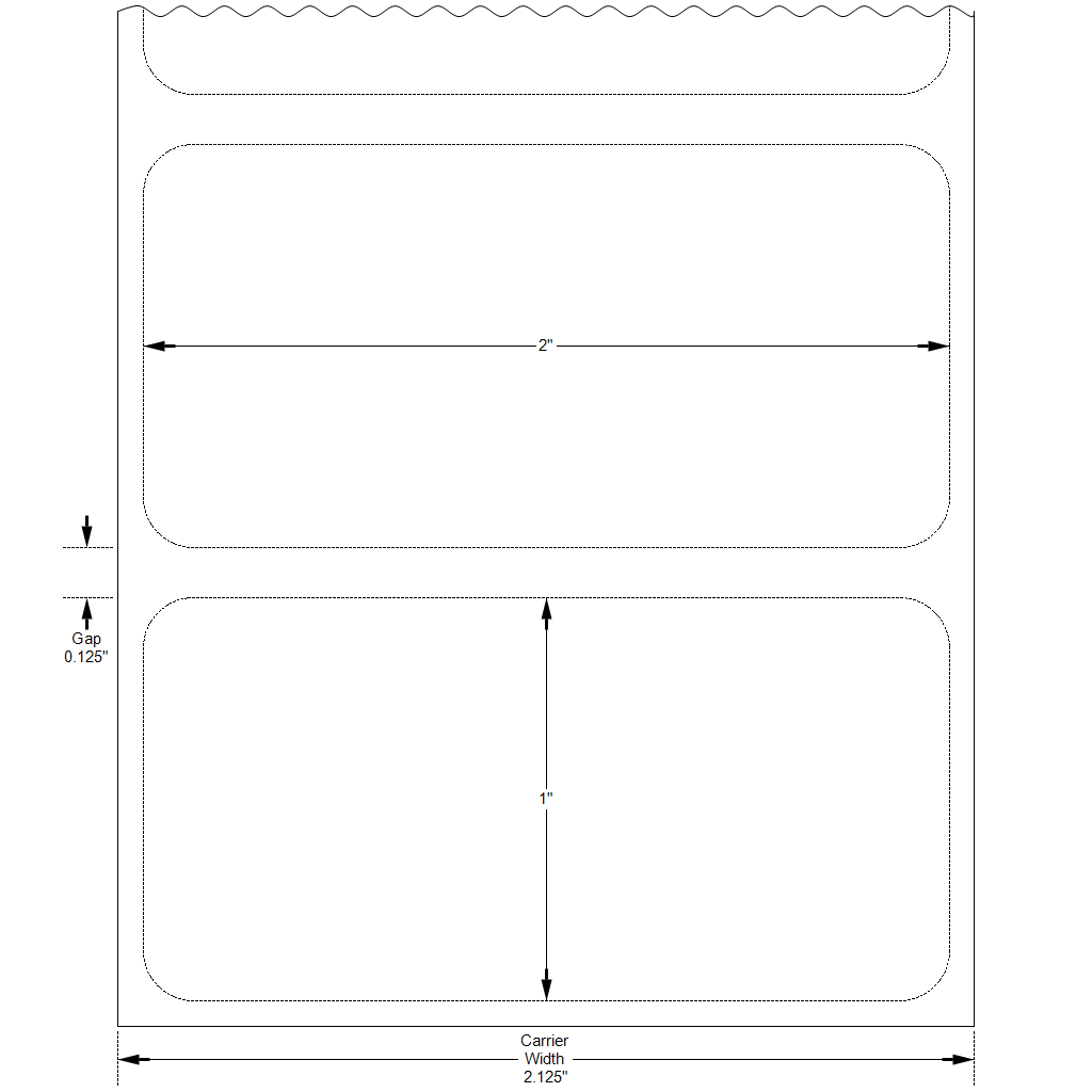 2" X 1" Inkjet Premium High Gloss Labels, 1400 labels/roll, 2" core