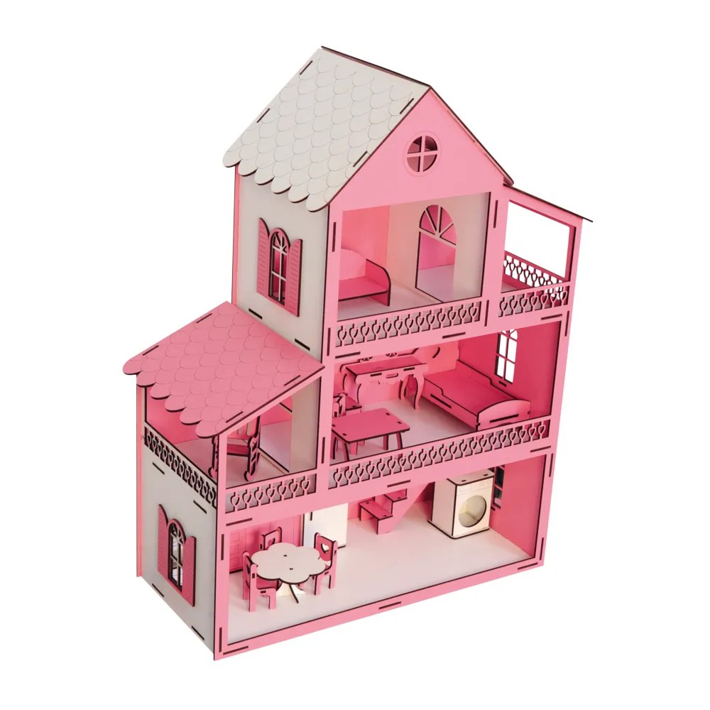 Grander, drvena kućica za lutke, 14k, roze Kengur