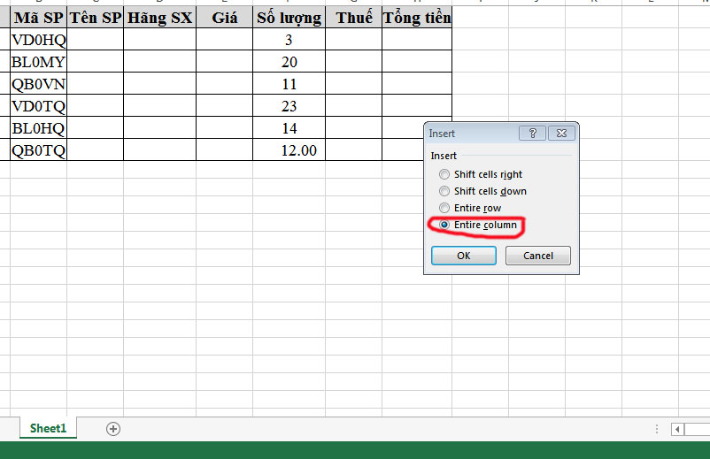 Hướng dẫn cách thêm dòng và cột trong excel