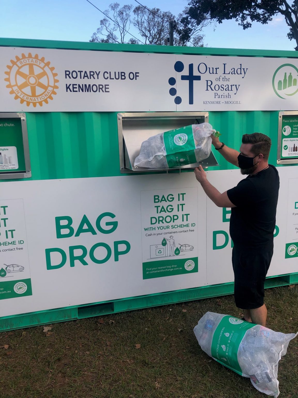 Rotary Club of Kenmore and OLR Open a Containers for Change Bag Drop