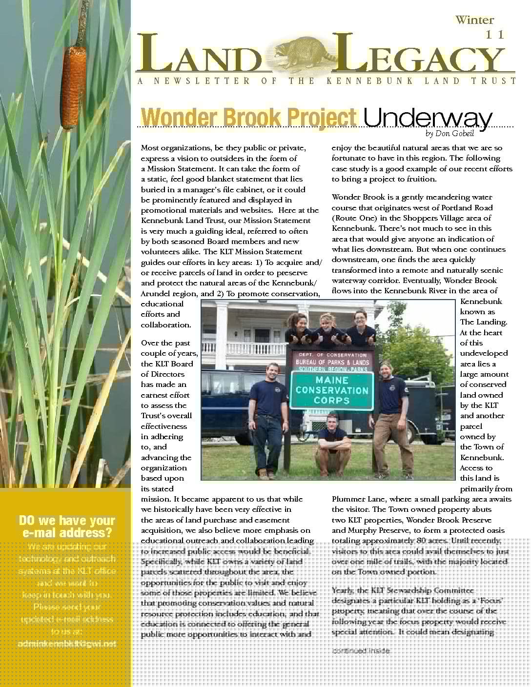 Winter 2011 Kennebunk Land Trust