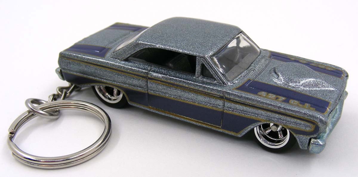 Custom Keychain 64 Ford Falcon Sprint Silver and Blue Key Chain Ring