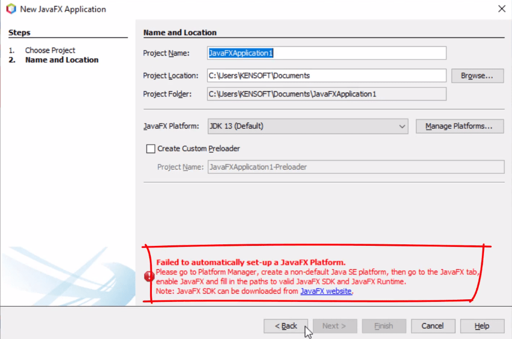 Failed to automatically set up a JavaFX Platform SOLVED Apache NetBeans