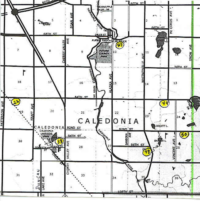 Caledonia Tp. Map Cemetery Locations