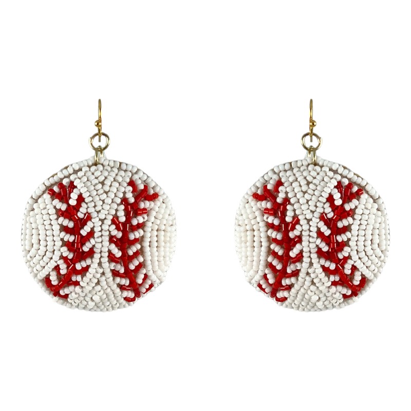 NOVELTY BEADED EARRINGS BASEBALL