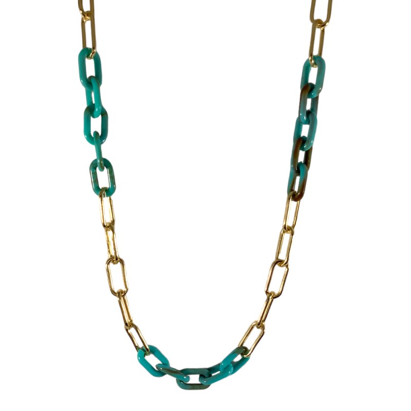RESIN LINK NECKLACE TURQUOISE