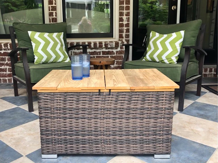 A Cedar Outdoor Storage Coffee Table Kerith House