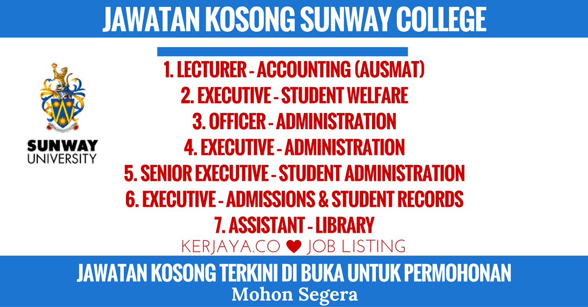 jawatankosongsunwaycollege • Kerja Kosong Kerajaan