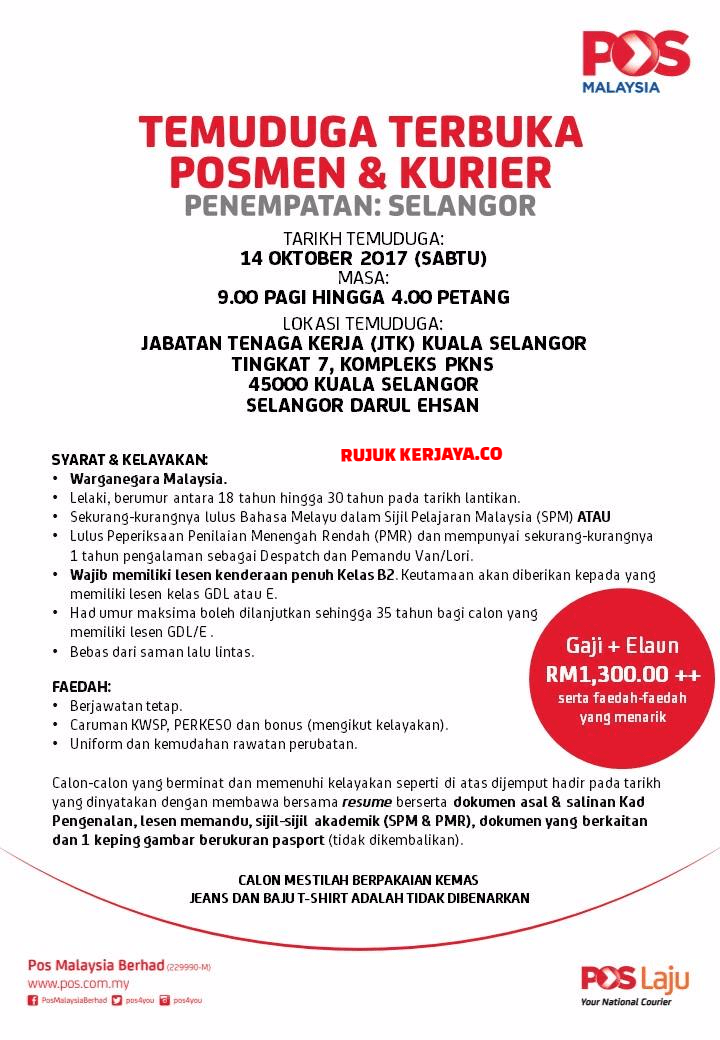 Kerja Kosong Pejabat Pos ️ semua maklumat kerja kosong diatas adalah