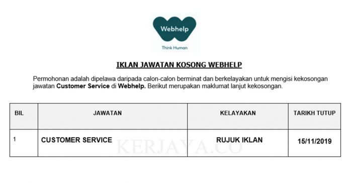 Jawatan Kosong Customer Service / Jawatan Kosong Terkini Customer