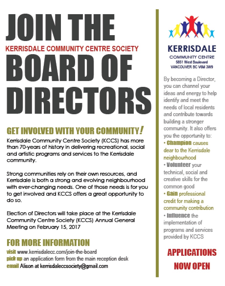 Join the KCCS Board • Kerrisdale Community Centre