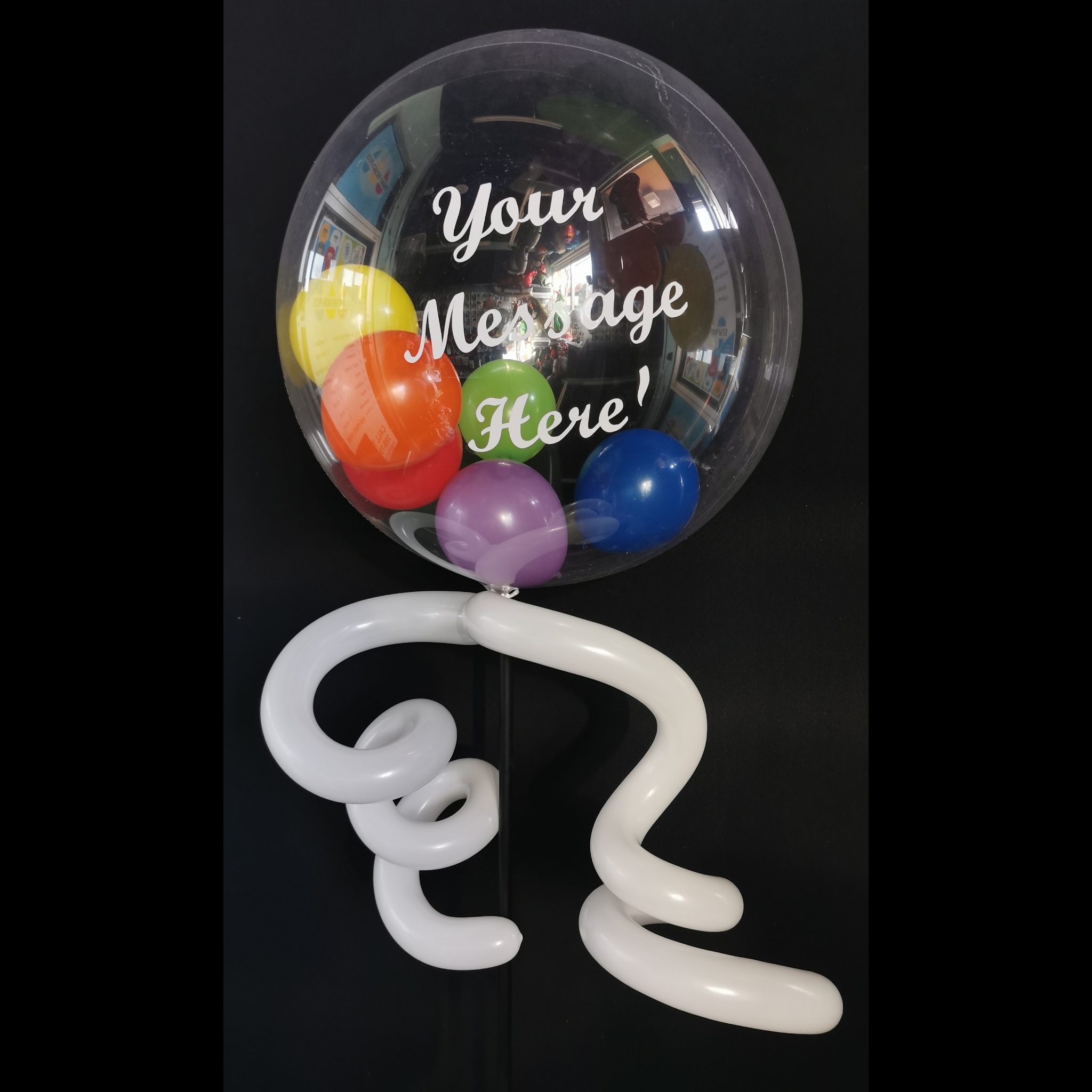 Large Personalized Bubble Balloon with 5in Latex and Balloon Tail