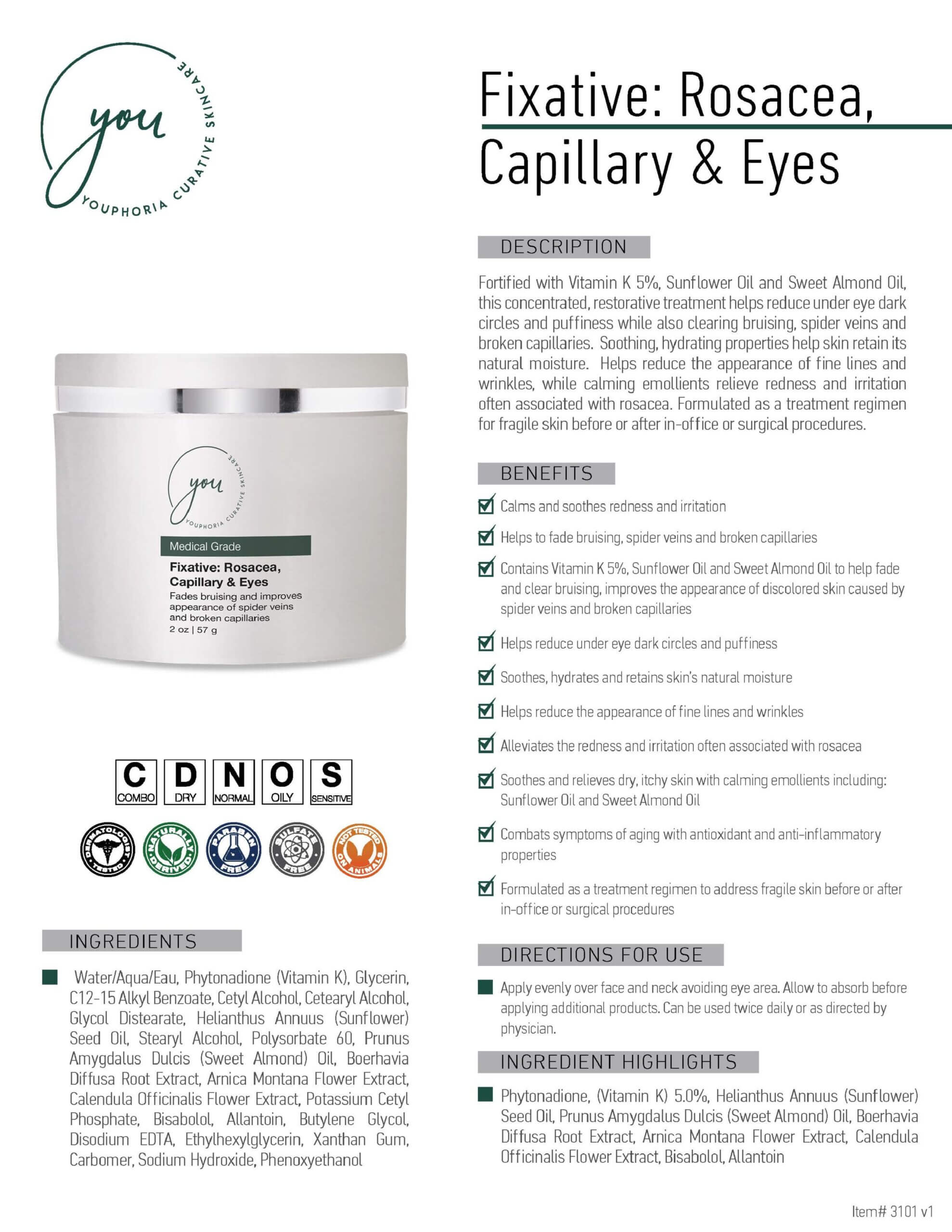 Fixative Rosacea, Capillary & Eyes Kerry Spindler Bespoke Aesthetics Spa