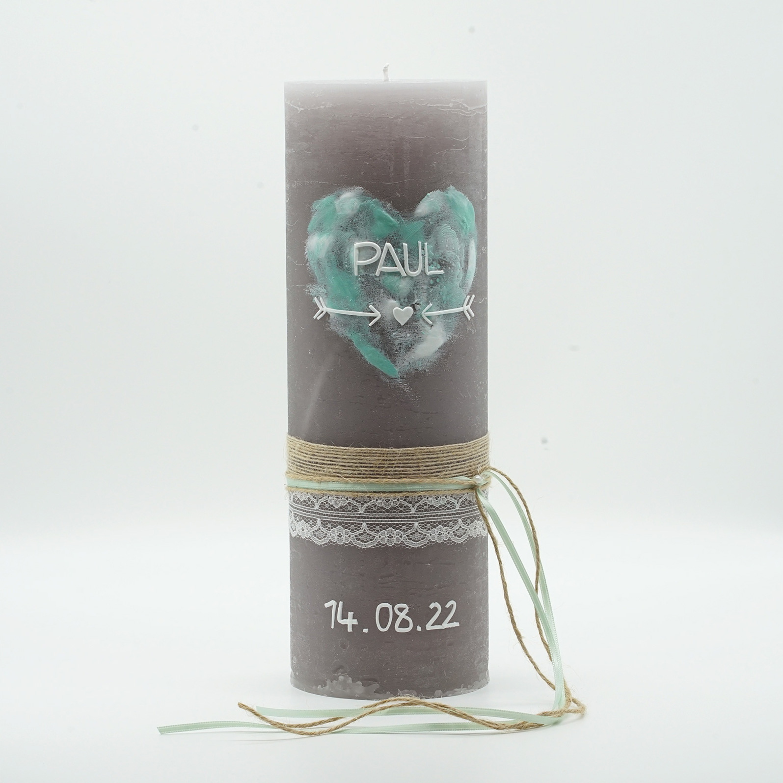 Taufkerze Watercolor Mint Kerzendesign Ela Weber