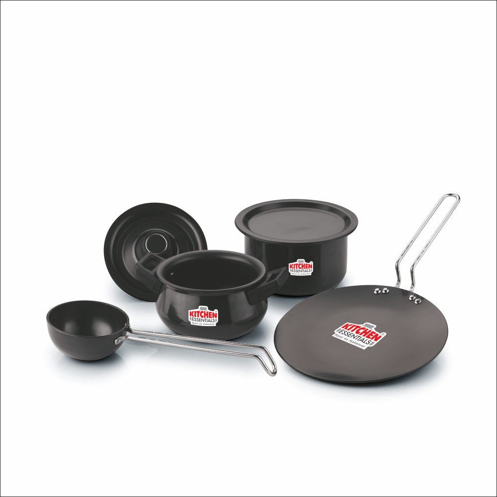 Hard Anodised 6 pcs Black Beauty Cookware Set ( Handi, Tope, Tadka