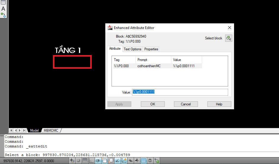 AutoCAD Lỗi Text Attribute không hiển thị sau khi tạo block