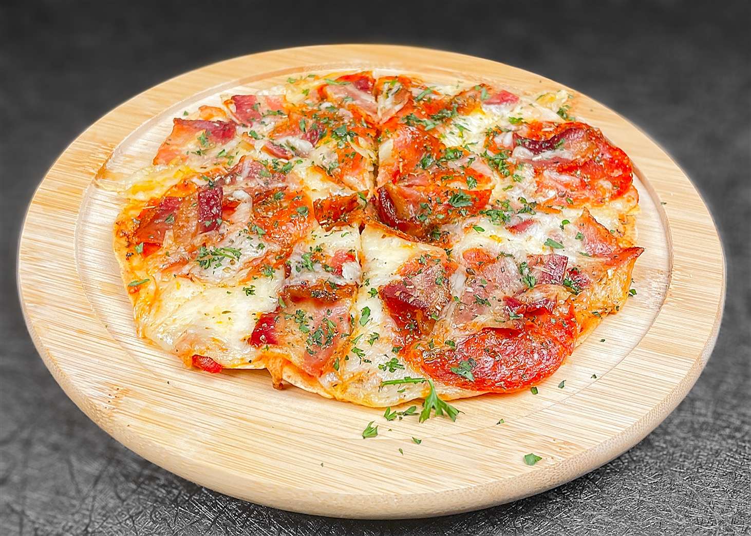 Keto Pepperoni & Bacon Pizza KETOMI CREATIONS