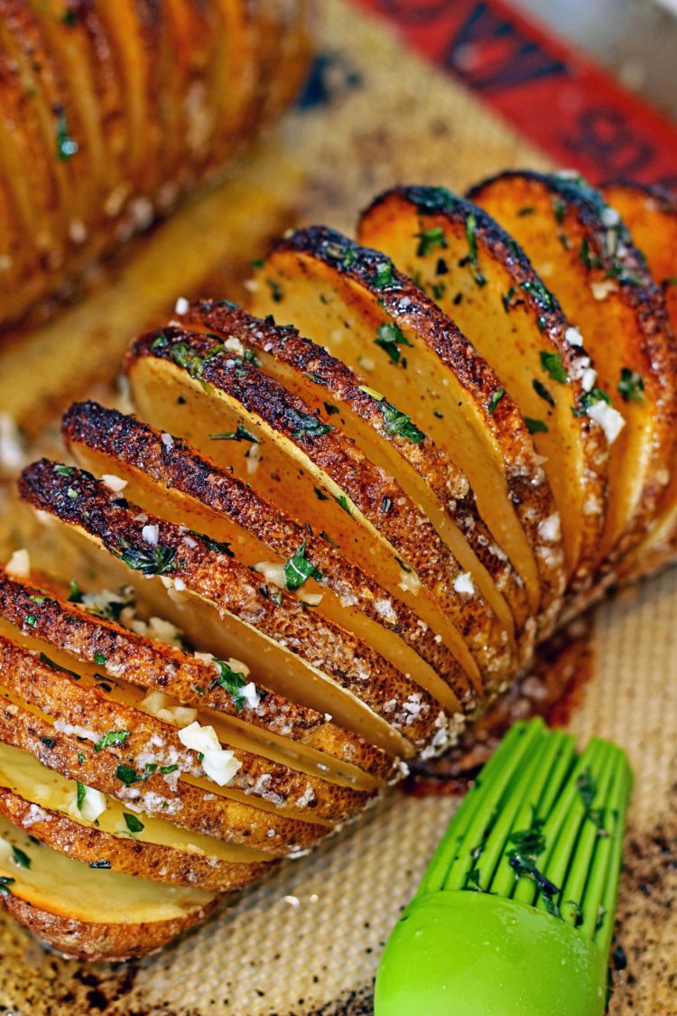 Hasselback Caprese Salad with Fresh Pesto