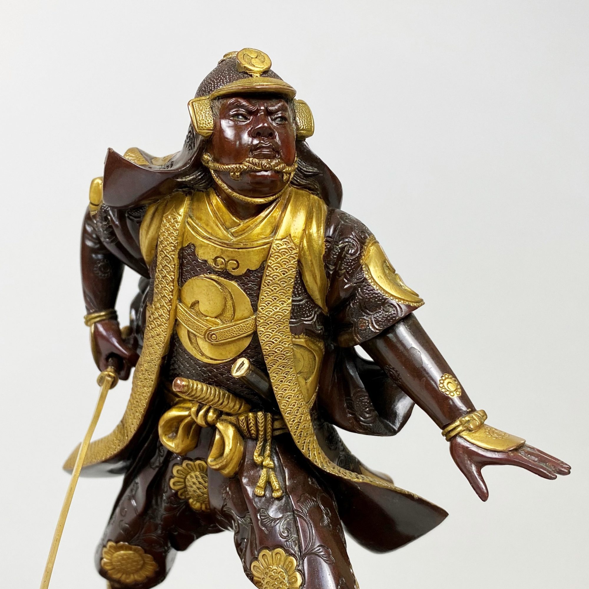 A miniature gilded Bronze Miyao statue of a Samurai swordsman Kevin Page Antiques