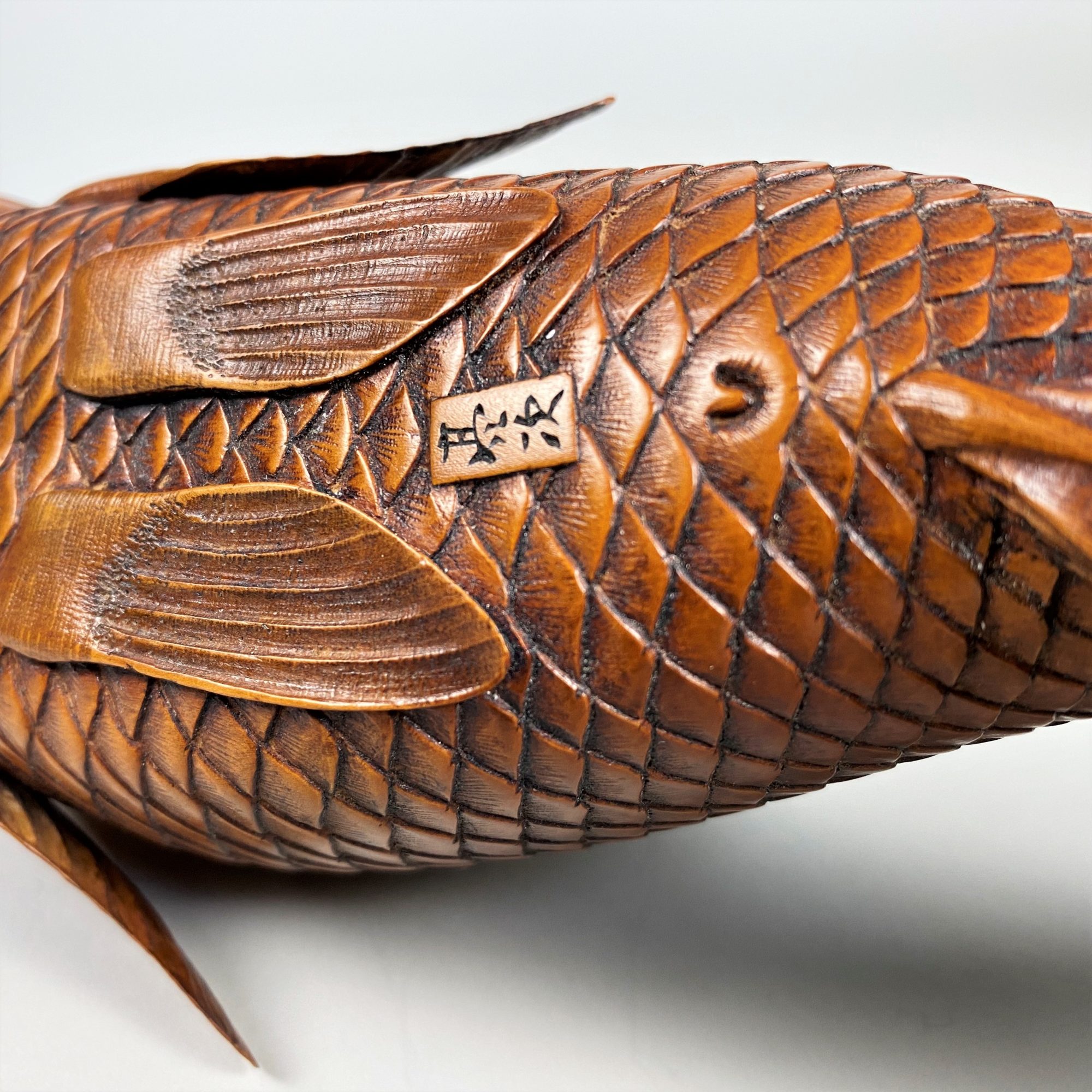 A charming Japanese wood carving of a carp Kevin Page Antiques