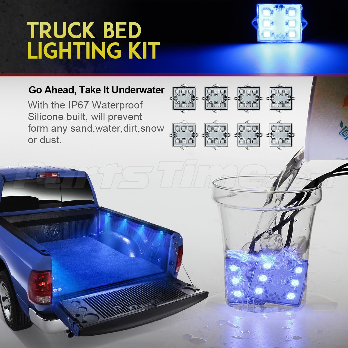 8PC Waterproof Pickup Truck Bed Light Kit LED Lighting Accessories