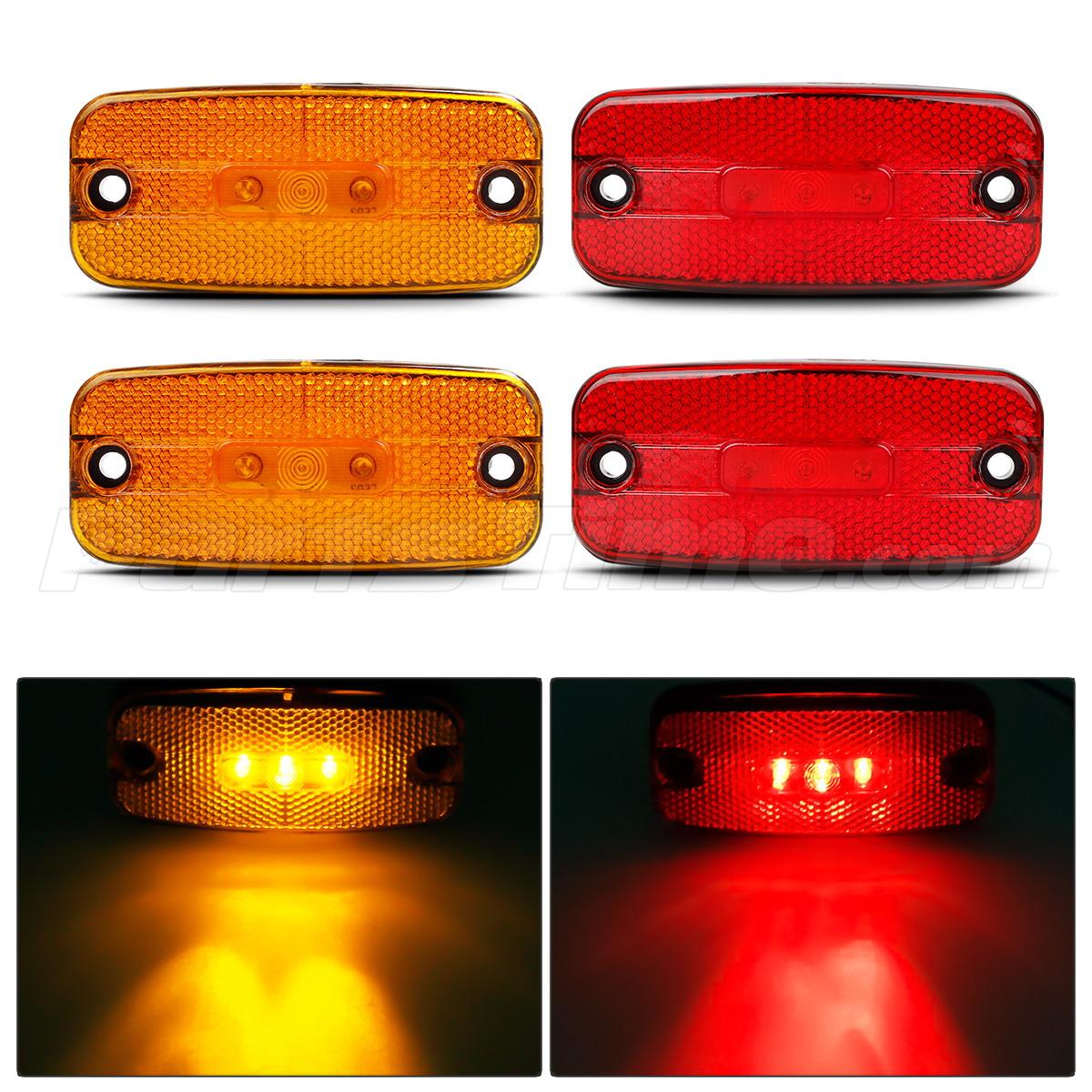 4x Amber/Red 3LED 4.3" Truck RV Trailer Clearance Side Marker Light