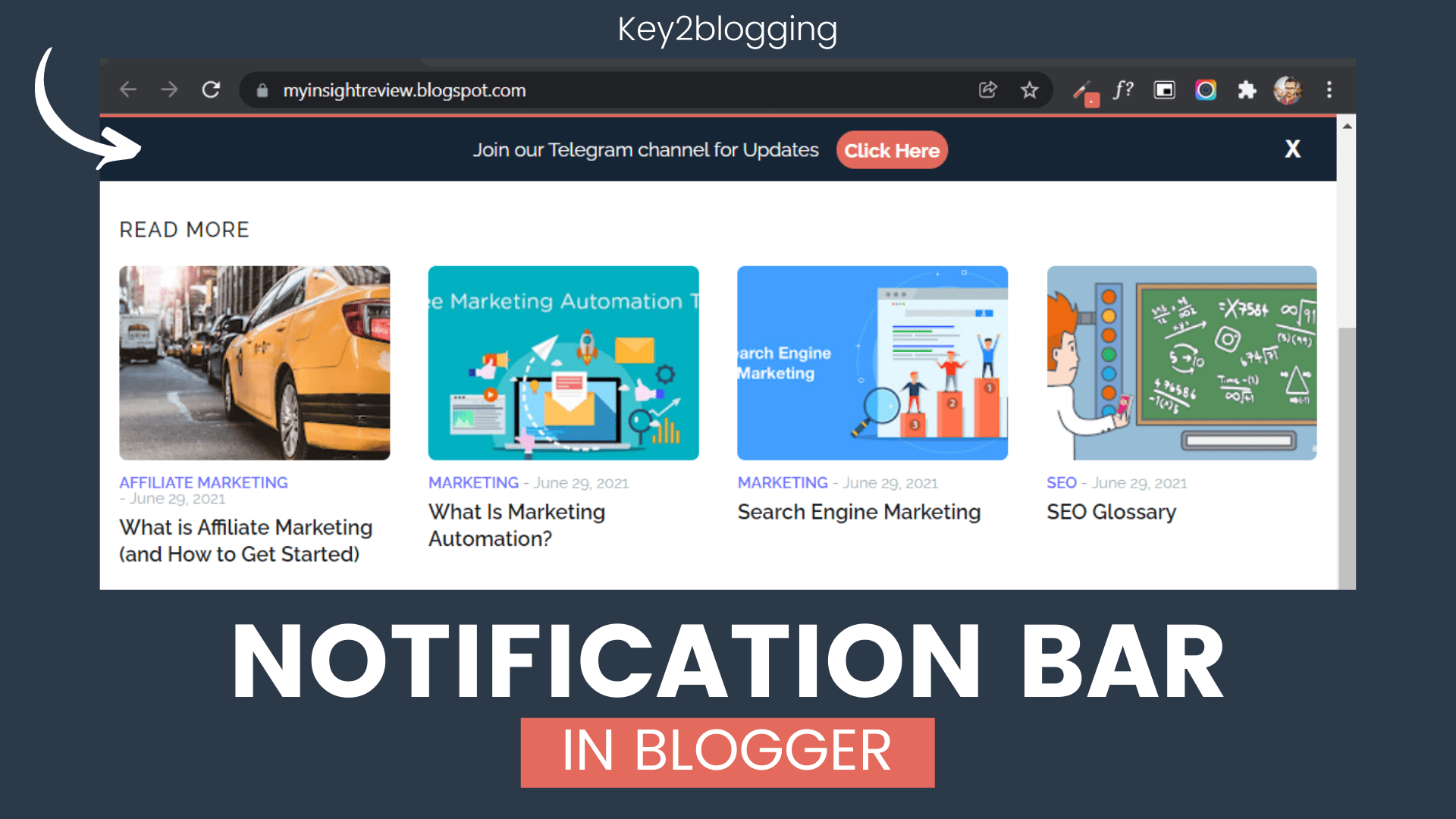 How To Add A Sticky Floating Notification Bar In Blogger? Key2Blogging