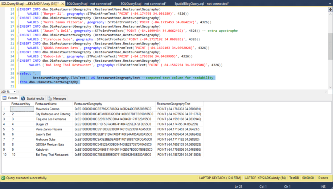 Location, Location, Location… Adding richness to your data using Spatial Data Types in SQL