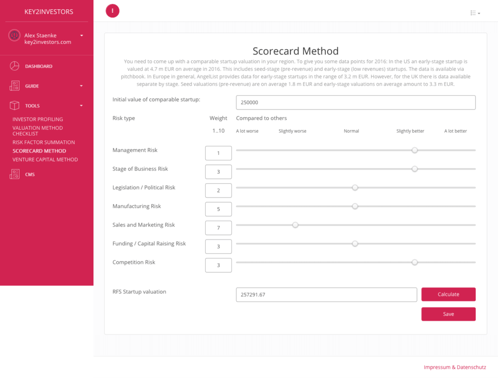 Scorecard Valuation Method key2investors