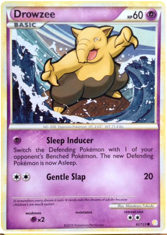 Drowzee HeartGold SoulSilver 62 Pokemon Card