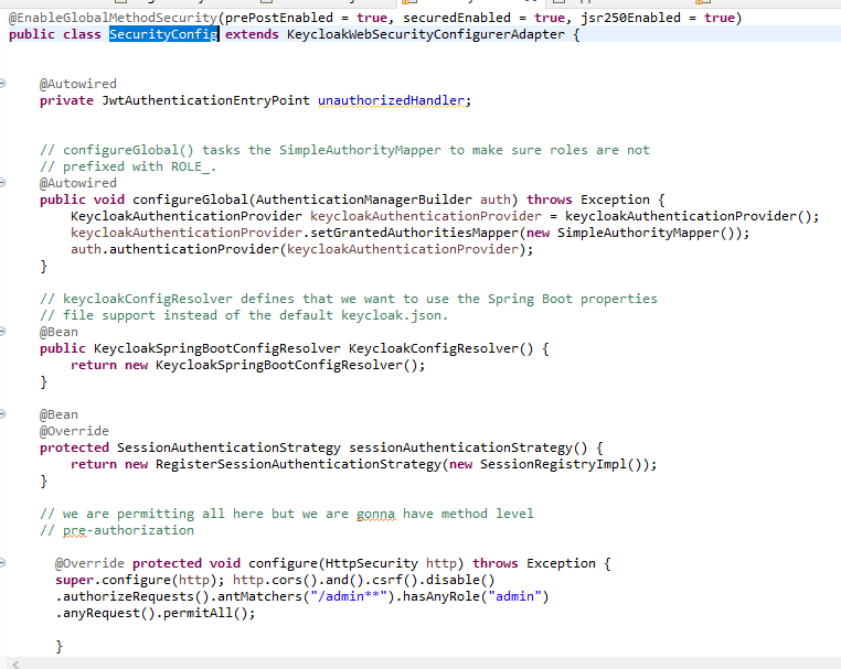 Unable to login with Bearer token as null authentication Keycloak