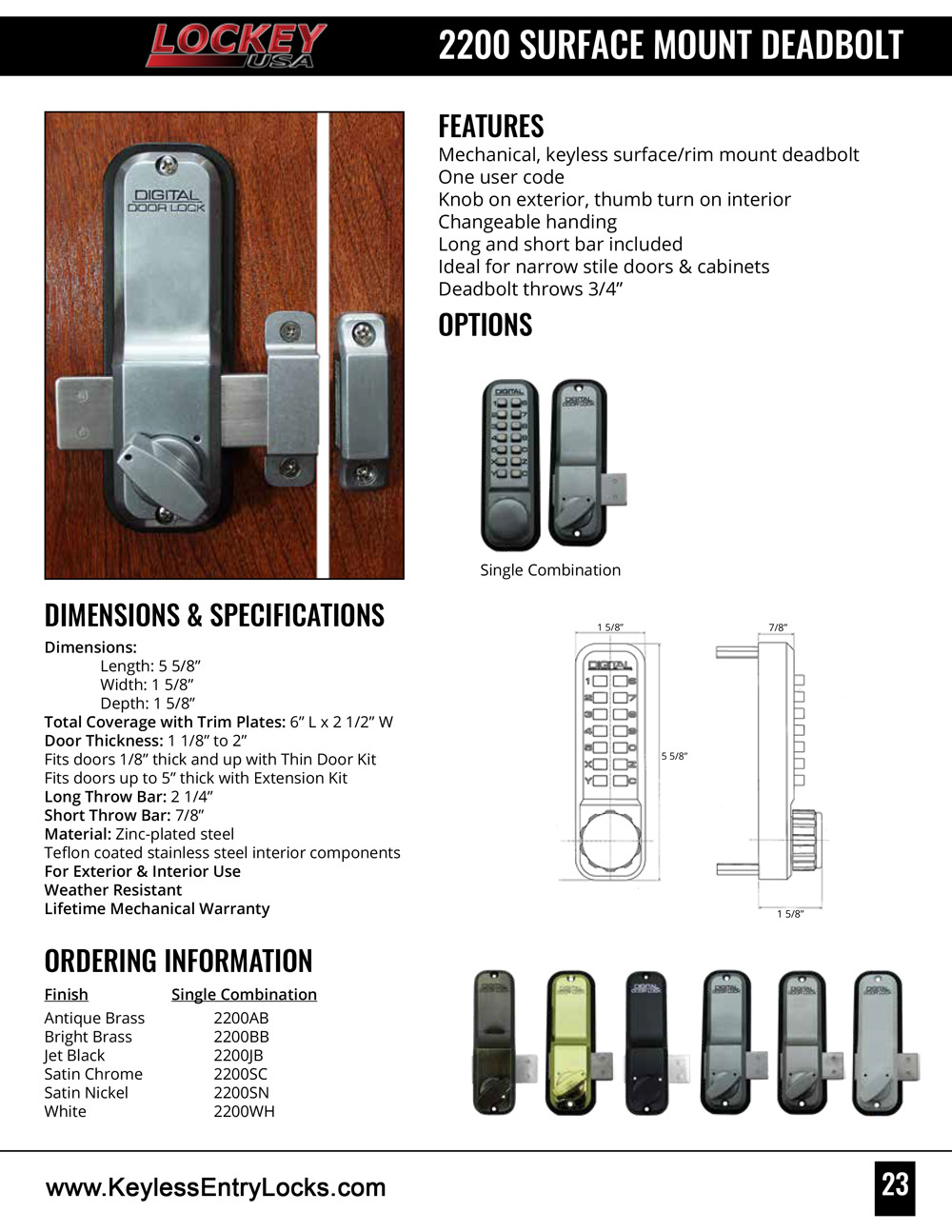 Keyless Gate Lock Deadbolt Keypad Surface Mounted Deadbolt