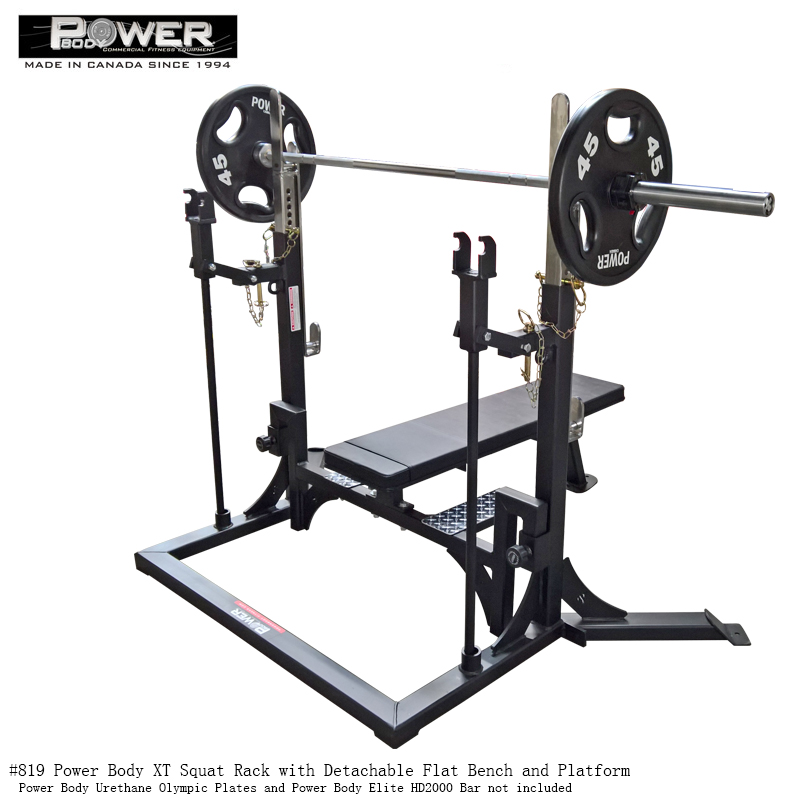 PowerBody #819B Xt Squat Rack With Detachable Bench – Keystone Fitness