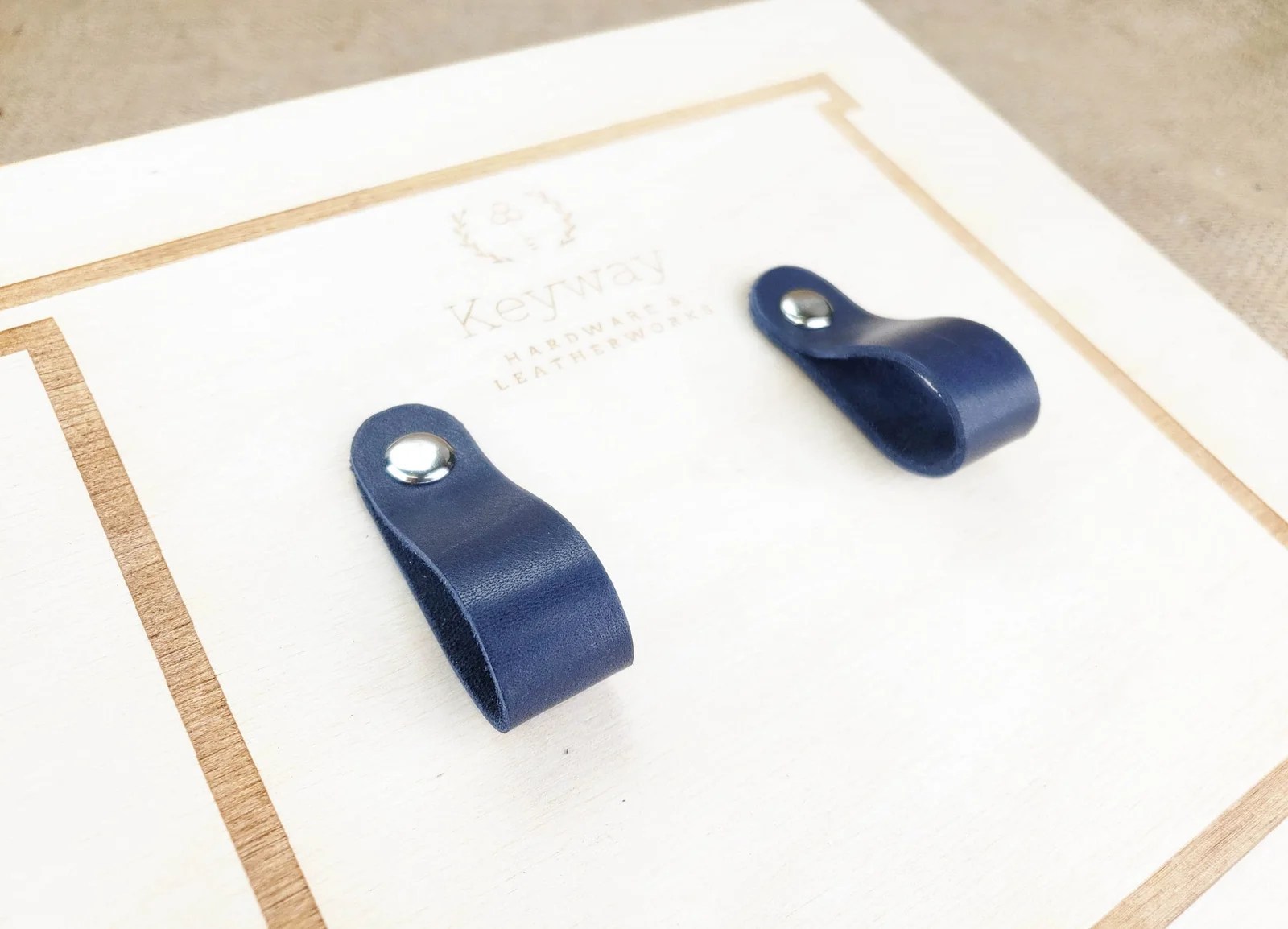 Leather Drawer Pulls Midnight Navy Keyway Hardware & Leatherworks