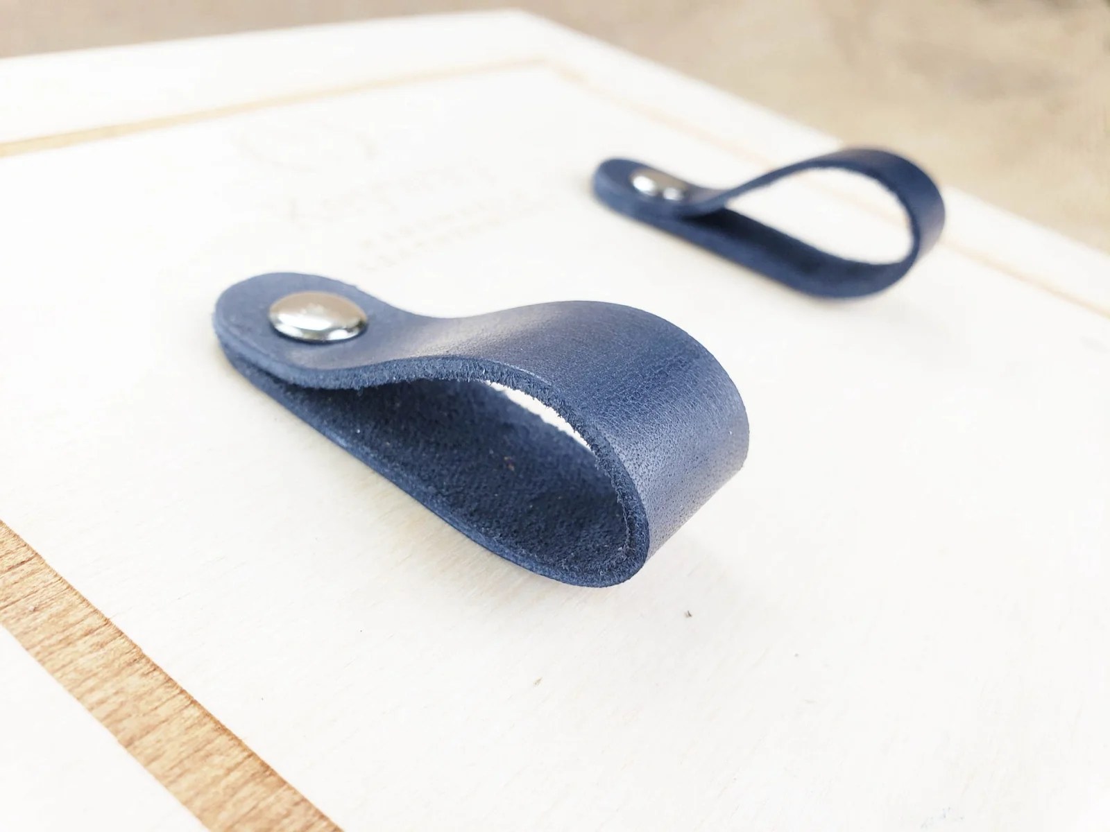 Leather Drawer Pulls Midnight Navy Keyway Hardware & Leatherworks