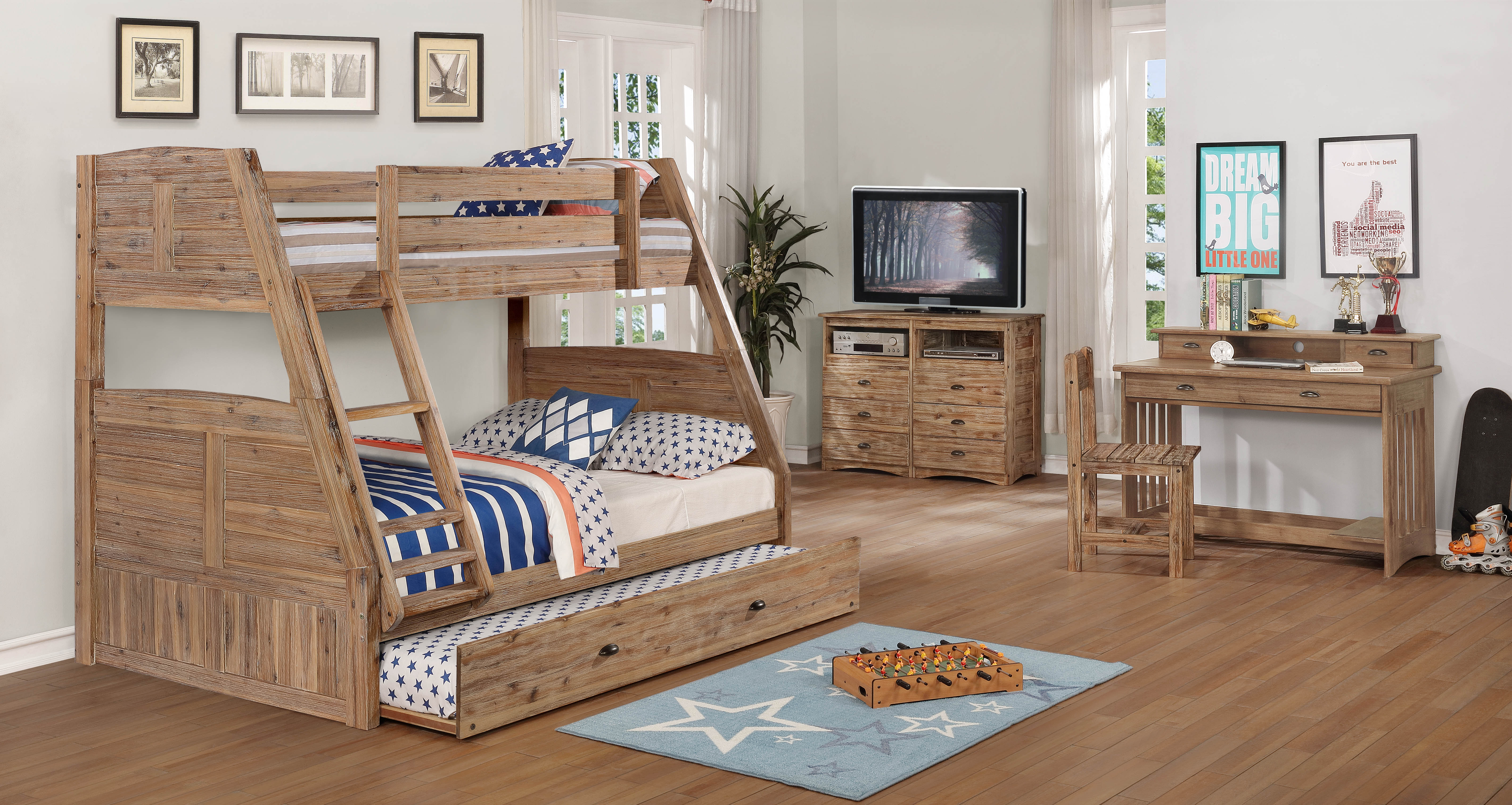 Sand Acacia Twin Over Full Bunk Bed KFS STORES