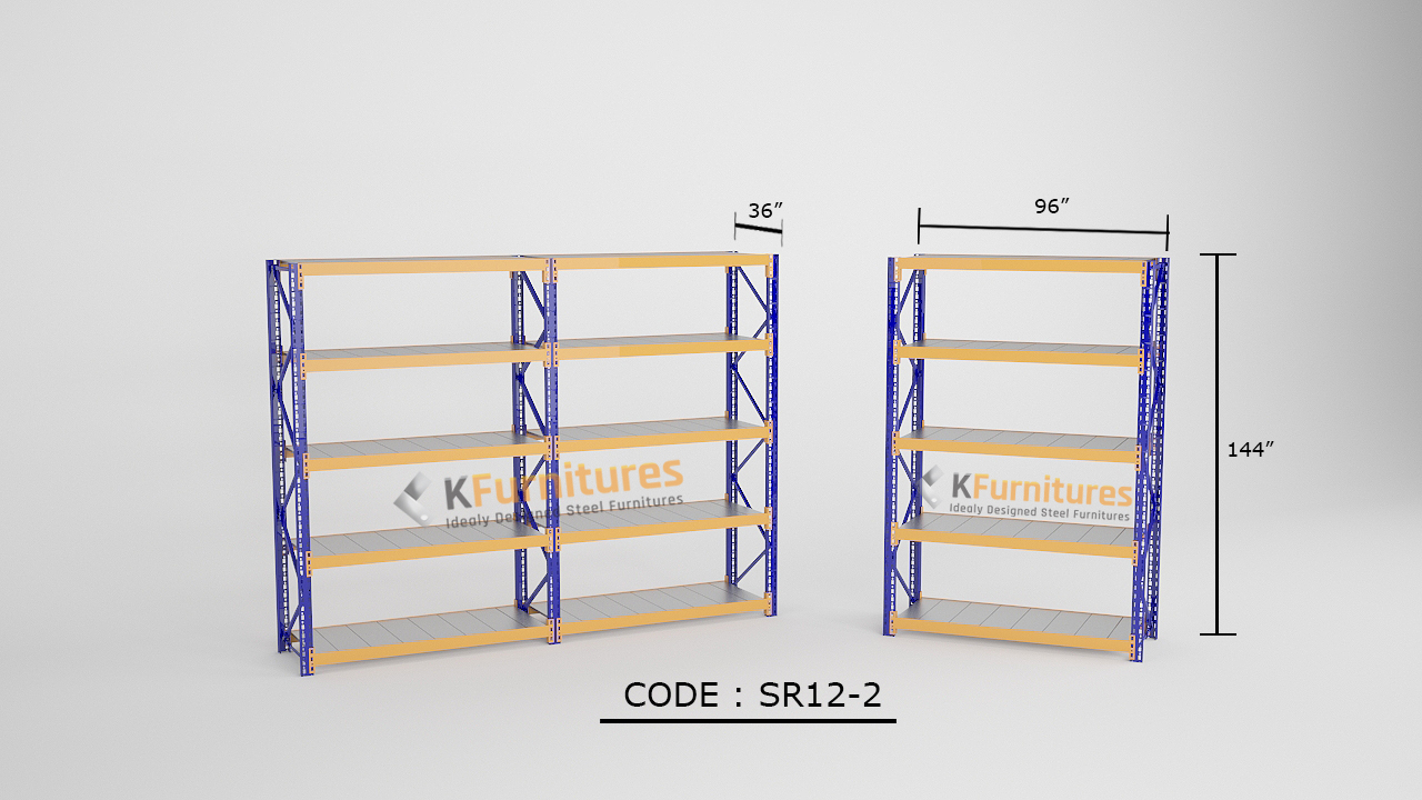 SR122, 5 levels (3ft Depth x 8ft width x 12ft Height) Longspan Shelving Premier Steel