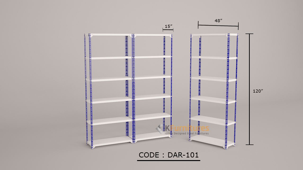 DAR801, 4 Levels (15″Depth 4ft width 8ft Height) Slotted Angle