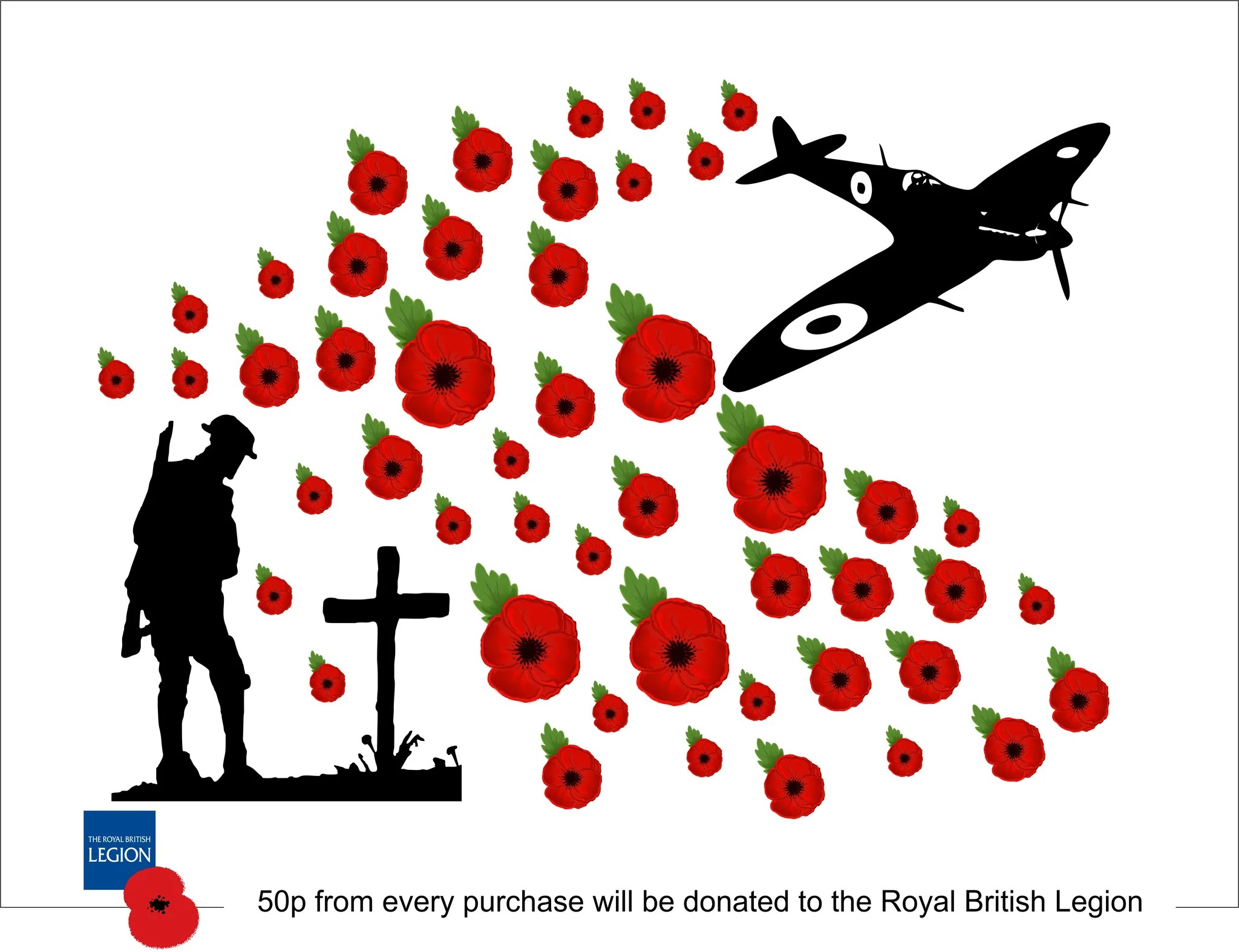 Remembrance Poppy Soldier Spitfire Window Vinyl Stickers KG Archery Ltd.