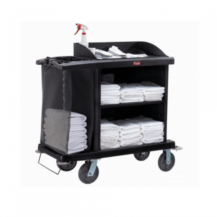 Grandmaid Fine Housekeeping Cart W/Linen Bag Black (5031) KHA