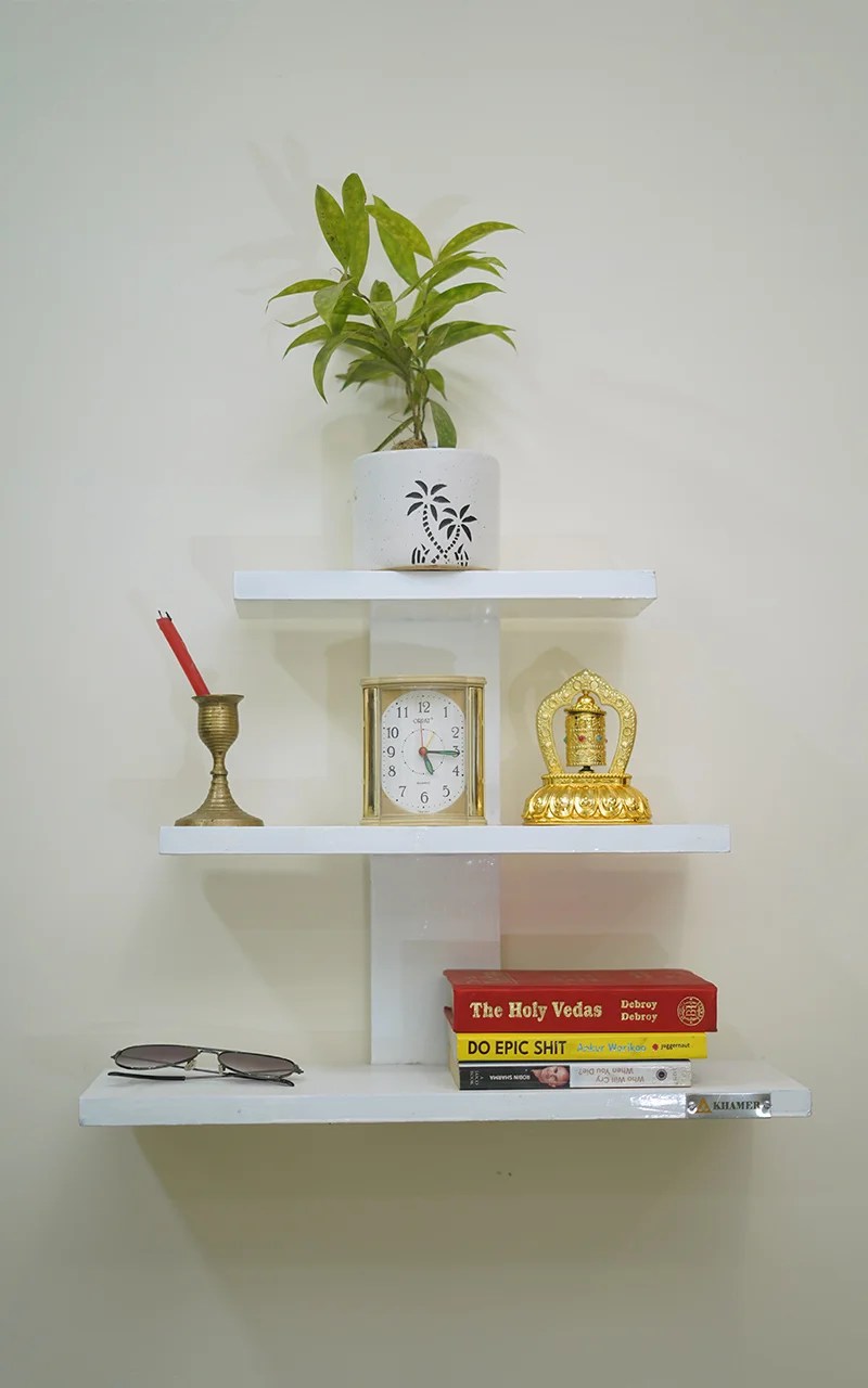 WALL HUNG SHELVES WHITE LADDER TYPE