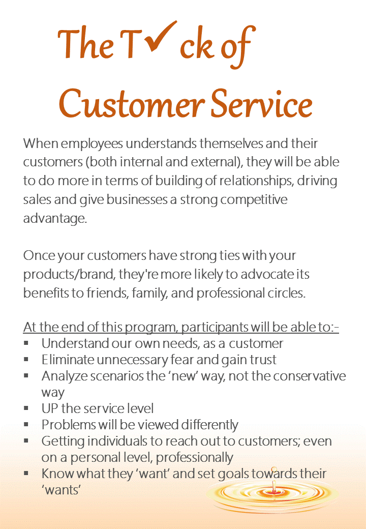 THE TICK OF CUSTOMER SERVICE (PROGRAM OUTLINE)