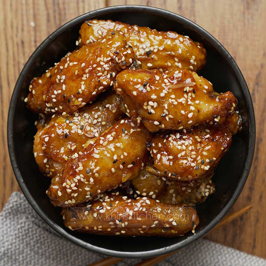 Crispy Honey garlic chicken wings recipes Khinskitchen