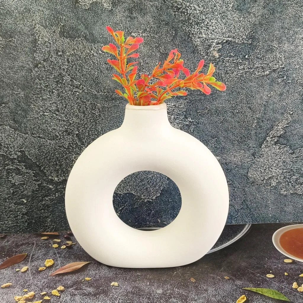 DPAARA Matt Finish Elegance Ceramic Flower Ring Vase Wholesale