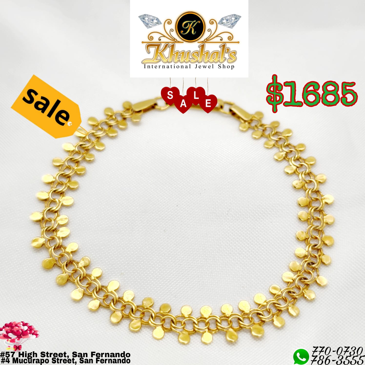 VALENTINE'S 2023 LADIES GOLD ANKLET 10K Khushal's International Jewel