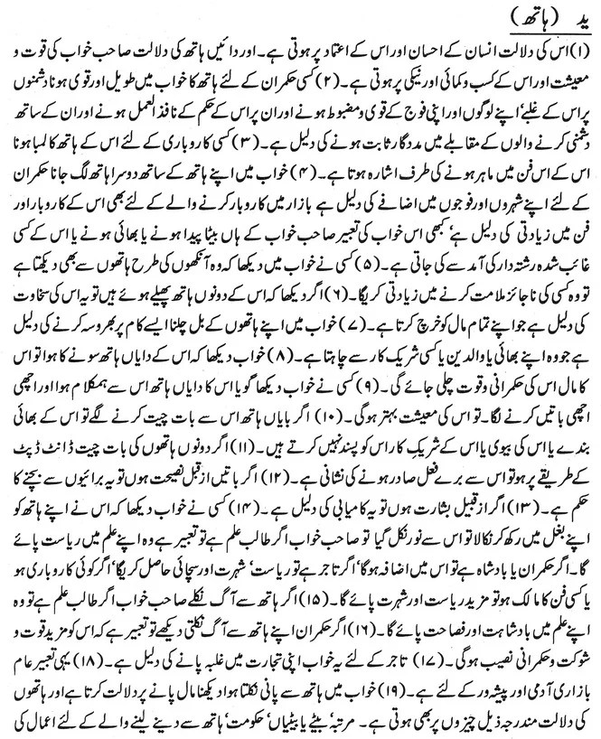 khawab main hath dekhny ki tabeer